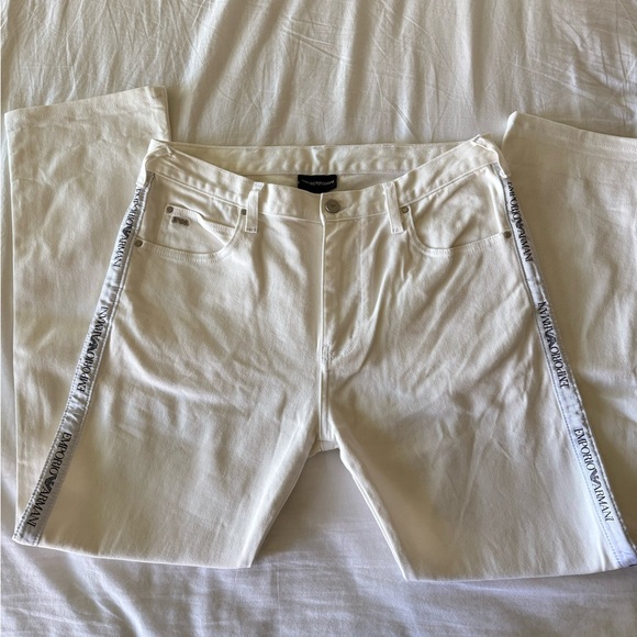 Emporio Armani Men's White Jeans with Logo Detail - Picture 1 of 6